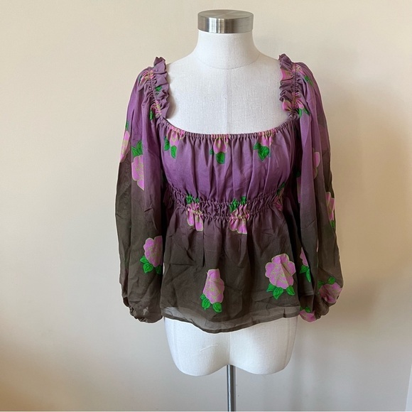 New! Cynthia Rowley Rosalia silk top 13658 - Picture 4 of 14